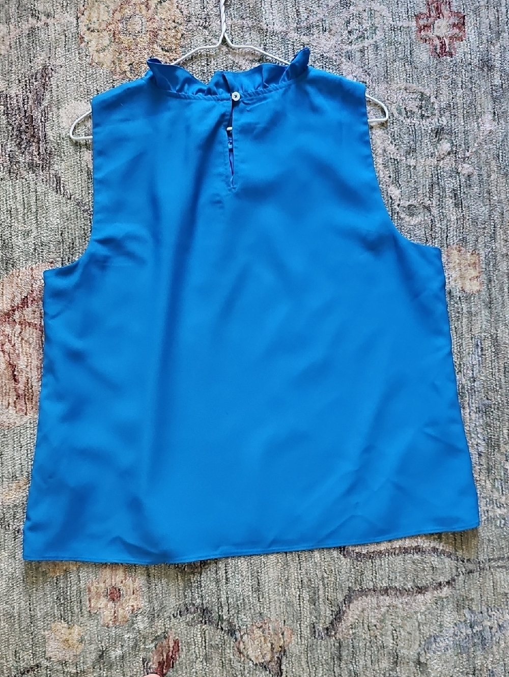 J. Crew Bright Blue Ruffle-Neck Sleeveless Top - Picture 7 of 10
